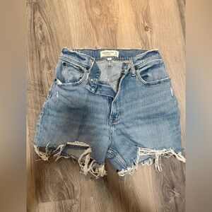Abercrombie & Fitch Light Blue Frayed Jean Shorts